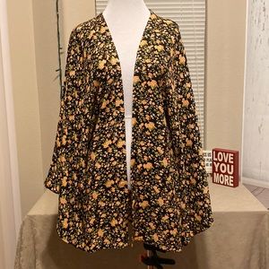 Sam & Sim Boho Beachy Black Floral Duster New With Tags